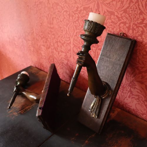 PAIR OF BRONZE WALL CANDLE SCONCES - ADDITIONAL PHOTO 9