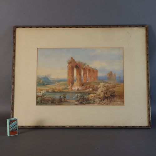 GRAND TOUR WATER COLOUR PAINTING AQUEDUCT OF CLAUDIUS IN THE ROMAN CAMPAGNA BY FRANZ KNEBEL SIGNED DATED - ADDITIONAL PHOTO 6