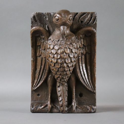 rare english 17th century religious oak carving of the vulning pelican - CATEGORY: ANTIQUE SCULPTURES - DATED 17TH CENTURY