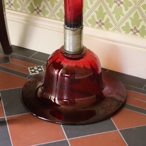 REMARKABLE PAIR OF 19TH CENTURY CRANBERRY GLASS FLOOR TRUMPET VASES - ADDITIONAL PHOTO 7