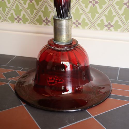 REMARKABLE PAIR OF 19TH CENTURY CRANBERRY GLASS FLOOR TRUMPET VASES - ADDITIONAL PHOTO 8