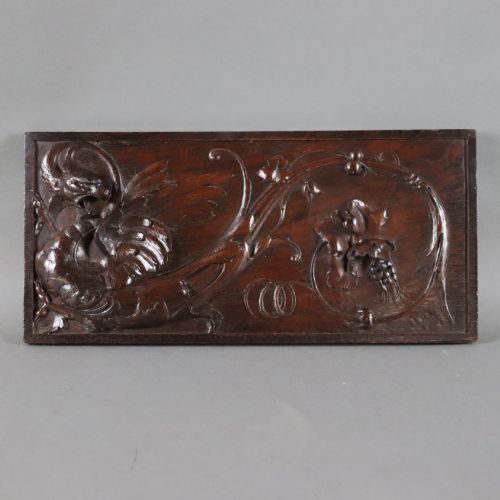 A 19TH CENTURY CARVED WALNUT WALL PANEL DEPICTING A WYVERN OR DRAGON - ADDITIONAL PHOTO 3