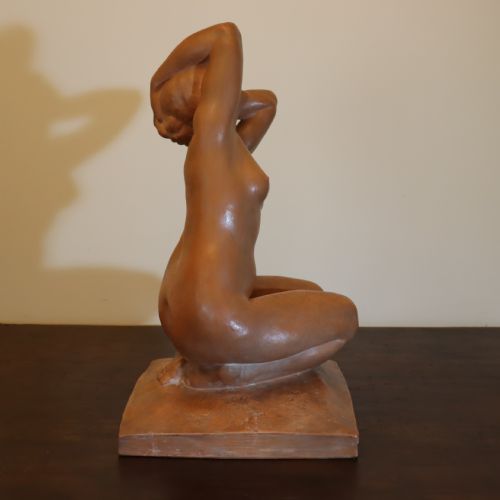 ART DECO CLAY NUDE SCULPTURE ECSTASY BY AMEDEO GENNARELLI CIRCA 1920S - ADDITIONAL PHOTO 4