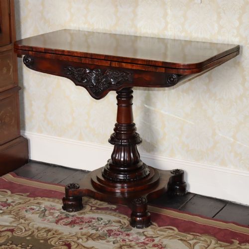 WILLIAM IV ENGLISH ROSEWOOD PEDESTAL FOLD OVER CARD TABLE - ADDITIONAL PHOTO 2