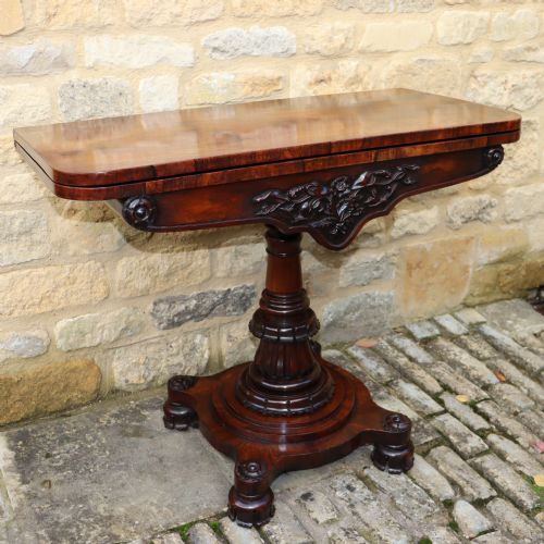 WILLIAM IV ENGLISH ROSEWOOD PEDESTAL FOLD OVER CARD TABLE - ADDITIONAL PHOTO 3