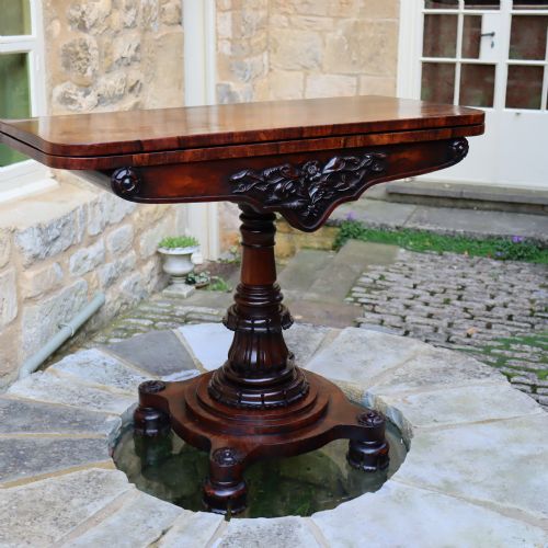 WILLIAM IV ENGLISH ROSEWOOD PEDESTAL FOLD OVER CARD TABLE - ADDITIONAL PHOTO 4