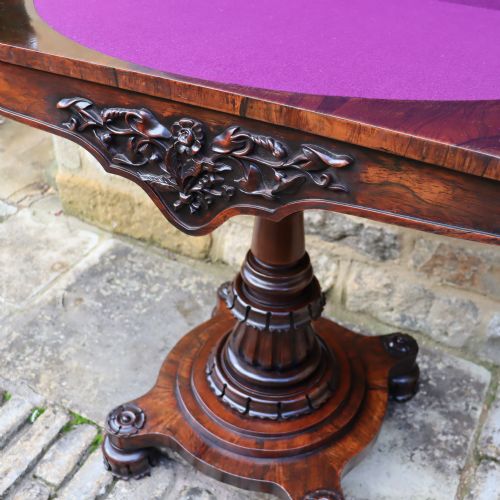 WILLIAM IV ENGLISH ROSEWOOD PEDESTAL FOLD OVER CARD TABLE - ADDITIONAL PHOTO 5