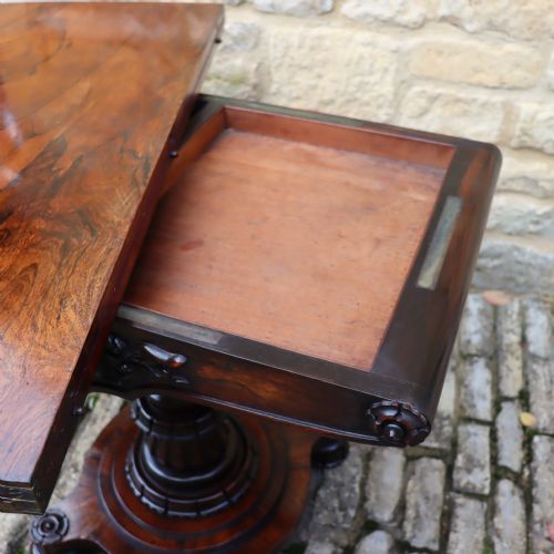 WILLIAM IV ENGLISH ROSEWOOD PEDESTAL FOLD OVER CARD TABLE - ADDITIONAL PHOTO 8