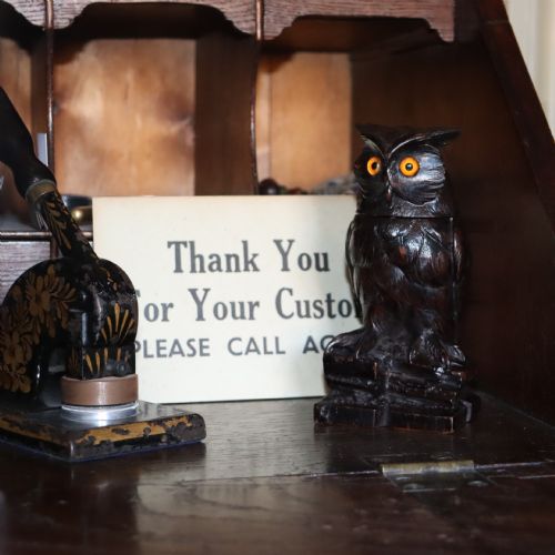 CHARMING LATE 19TH CENTURY BLACK FOREST OWL INK WELL - ADDITIONAL PHOTO 5