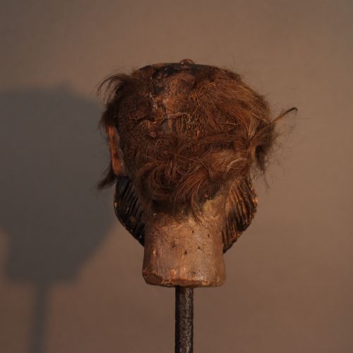 A FOLK ART VICTORIAN CARVED AND POLYCHROME PAINTED WOODEN PUPPET HEAD - ADDITIONAL PHOTO 4