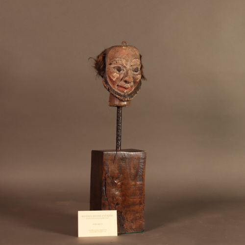 A FOLK ART VICTORIAN CARVED AND POLYCHROME PAINTED WOODEN PUPPET HEAD - ADDITIONAL PHOTO 5