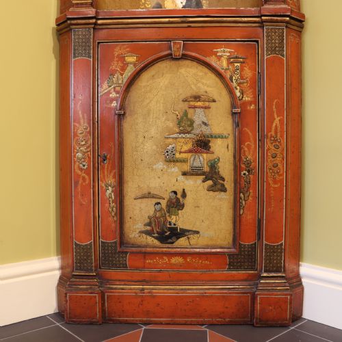 RED JAPANNED STANDING CORNER CUPBOARD CIRCA 1900 - ADDITIONAL PHOTO 2