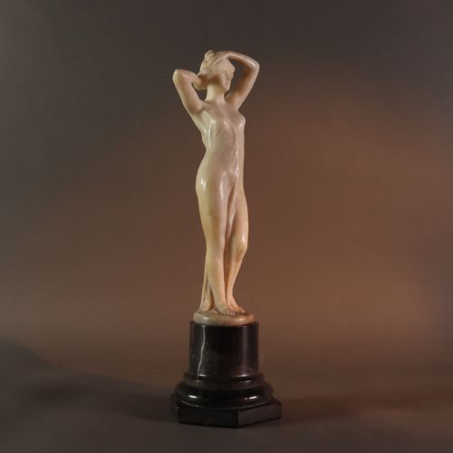 CARVED ALABASTER NUDE FIGURE BY FRITZ KOCHENDORFER CIRCA 1900 - ADDITIONAL PHOTO 9