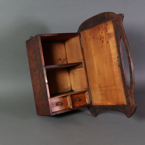 ARTS AND CRAFTS POKERWORK WALLMOUNTED CUPBOARD - ADDITIONAL PHOTO 5