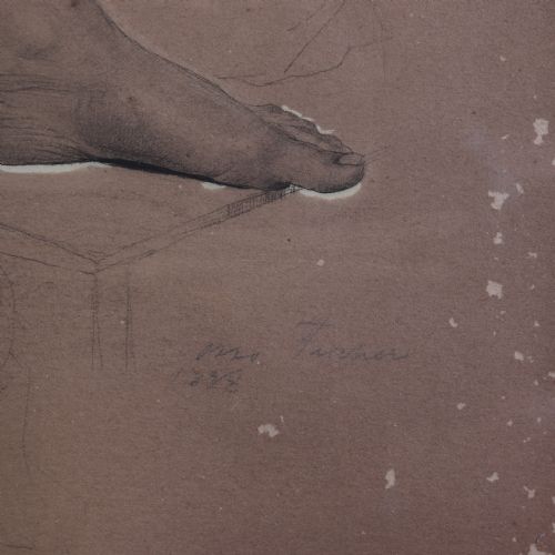 NUDE DRAWING STUDY OF A SEATED FEMALE NUDE BY OTTO FISHER - ADDITIONAL PHOTO 3