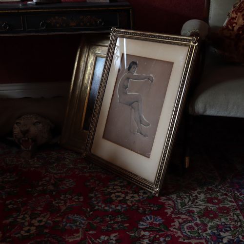 NUDE DRAWING STUDY OF A SEATED FEMALE NUDE BY OTTO FISHER - ADDITIONAL PHOTO 5