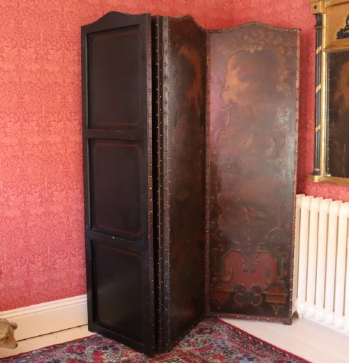 19TH CENTURY FOURFOLD PAINTED SCREEN