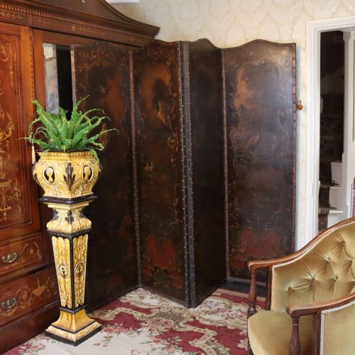 19TH CENTURY FOURFOLD PAINTED SCREEN - ADDITIONAL PHOTO 11