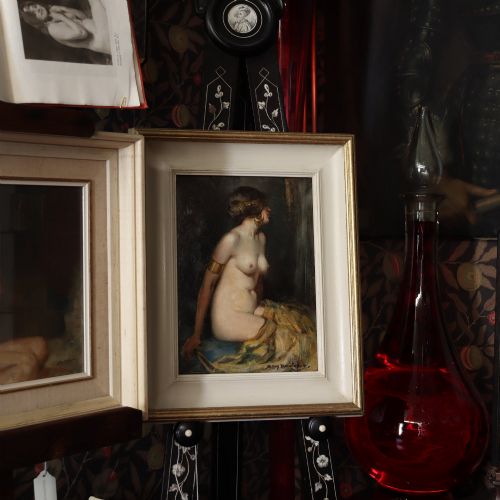 OIL ON BOARD SEATED NUDE BY ALLAN DOUGLAS DAVIDSON BRITISH 18731932 - ADDITIONAL PHOTO 1