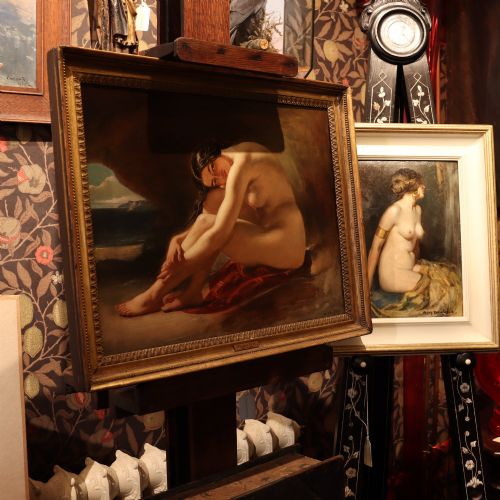 WILLIAM ETTY BRITISH 17871849 NUDE IN A CAVE THOUGHT TO BE ARIADNE OIL ON PANEL - ADDITIONAL PHOTO 7