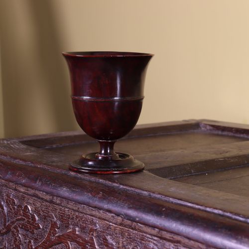 TREEN A GEORGE III LIGNUM VITAE PEDESTAL GOBLET - ADDITIONAL PHOTO 1