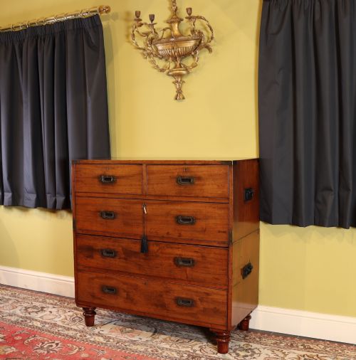 MAHOGANY CAMPAIGN CHEST BY S W SILVER CO LONDON LIVERPOOL CIRCA 1860