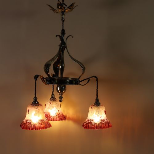LIGHTING ARTS CRAFTS BRASS CEILING LIGHT CIRCA 1910 - ADDITIONAL PHOTO 2