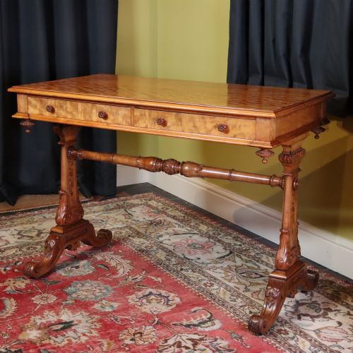 A Fine Victorian Two Drawer Satinwood Side Table