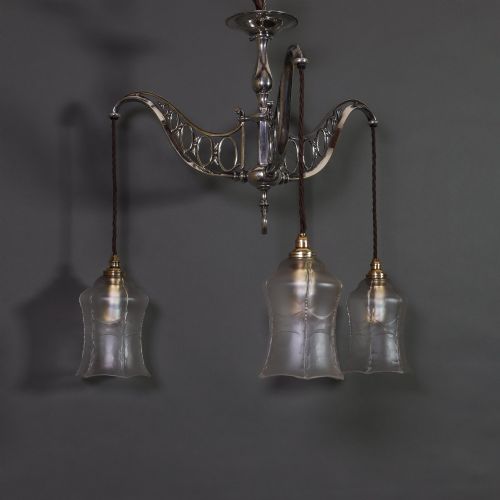fig 2. Three arm ceiling light with a great provenance. Circa 1910