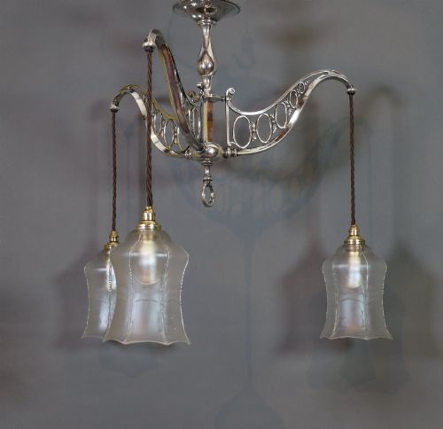 Three Arm Ceiling Light with a Great Provenance. Circa 1910