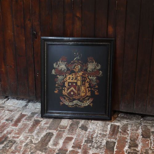 Large 19th Century Heraldic Panel- Coat of Arms of the Bath Family of Swansea and Alltyferin, Wales