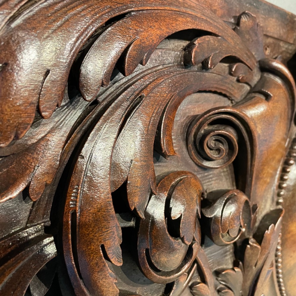 Carved Walnut Panel with Armorial Crest View IV