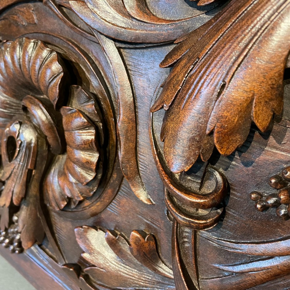Carved Walnut Panel with Armorial Crest View V