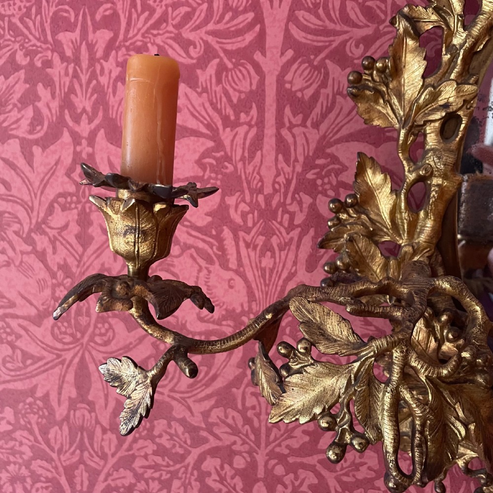 A Good Pair of 19th Century Gilt Brass Girandoles View V