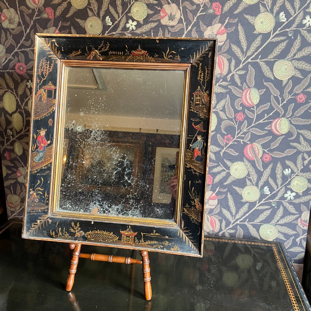 Late 18th Century Black Chinoiserie Mirror View II
