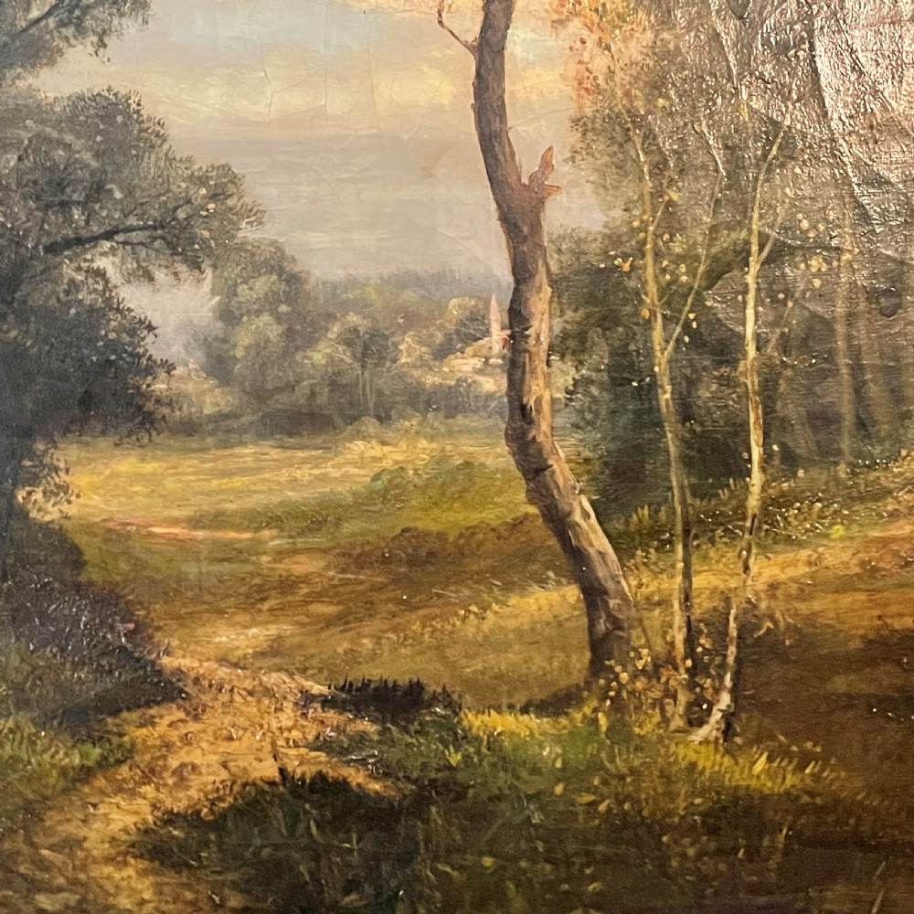 Late 19th Century Oil on Board Painting of Landscape 