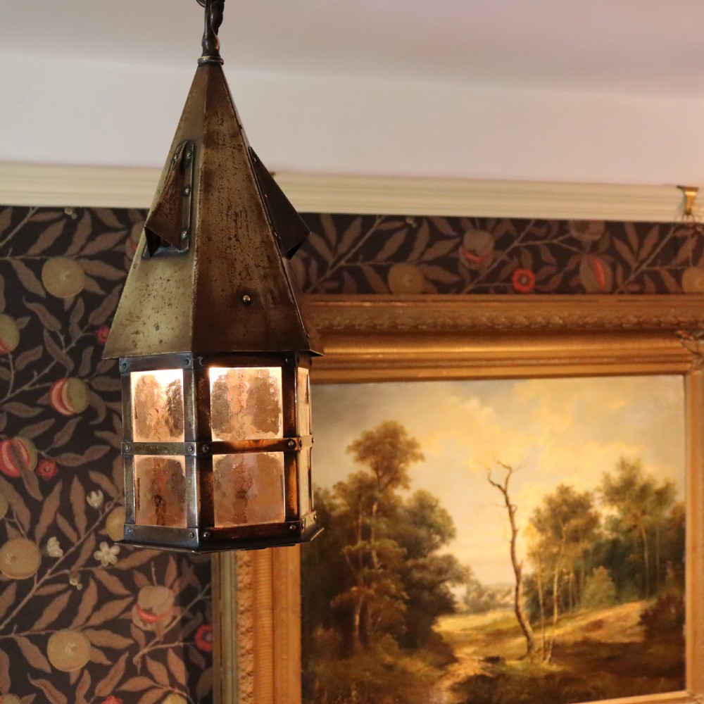 Arts and Crafts Brass Lantern View III