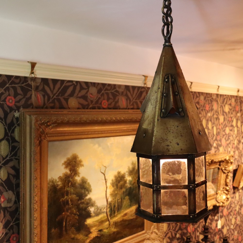 Arts and Crafts Brass Lantern View V