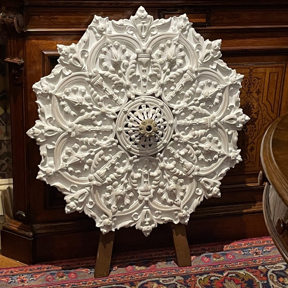 Late Victorian Painted Plaster Ceiling Rose