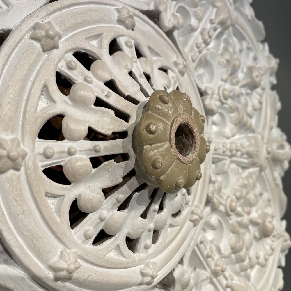 Late Victorian Painted Plaster Ceiling Rose View II