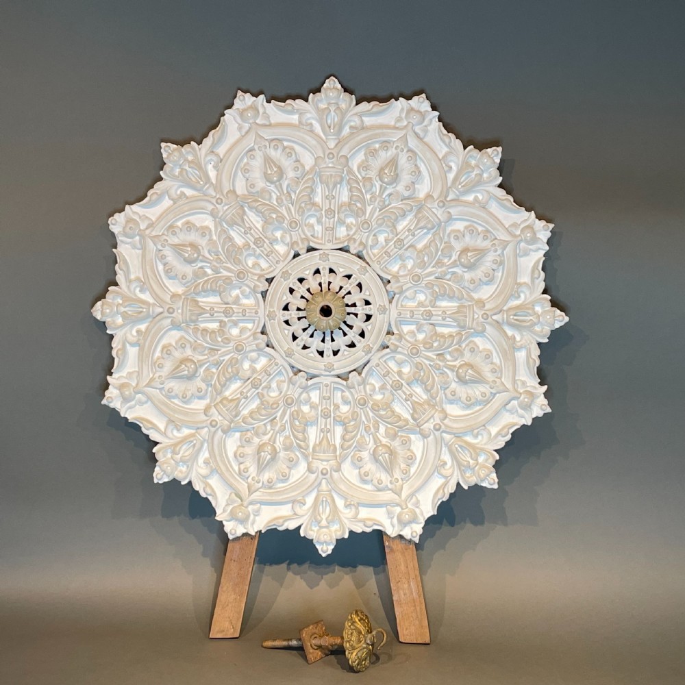Late Victorian Painted Plaster Ceiling Rose View III