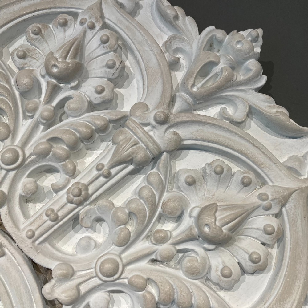Late Victorian Painted Plaster Ceiling Rose View VI