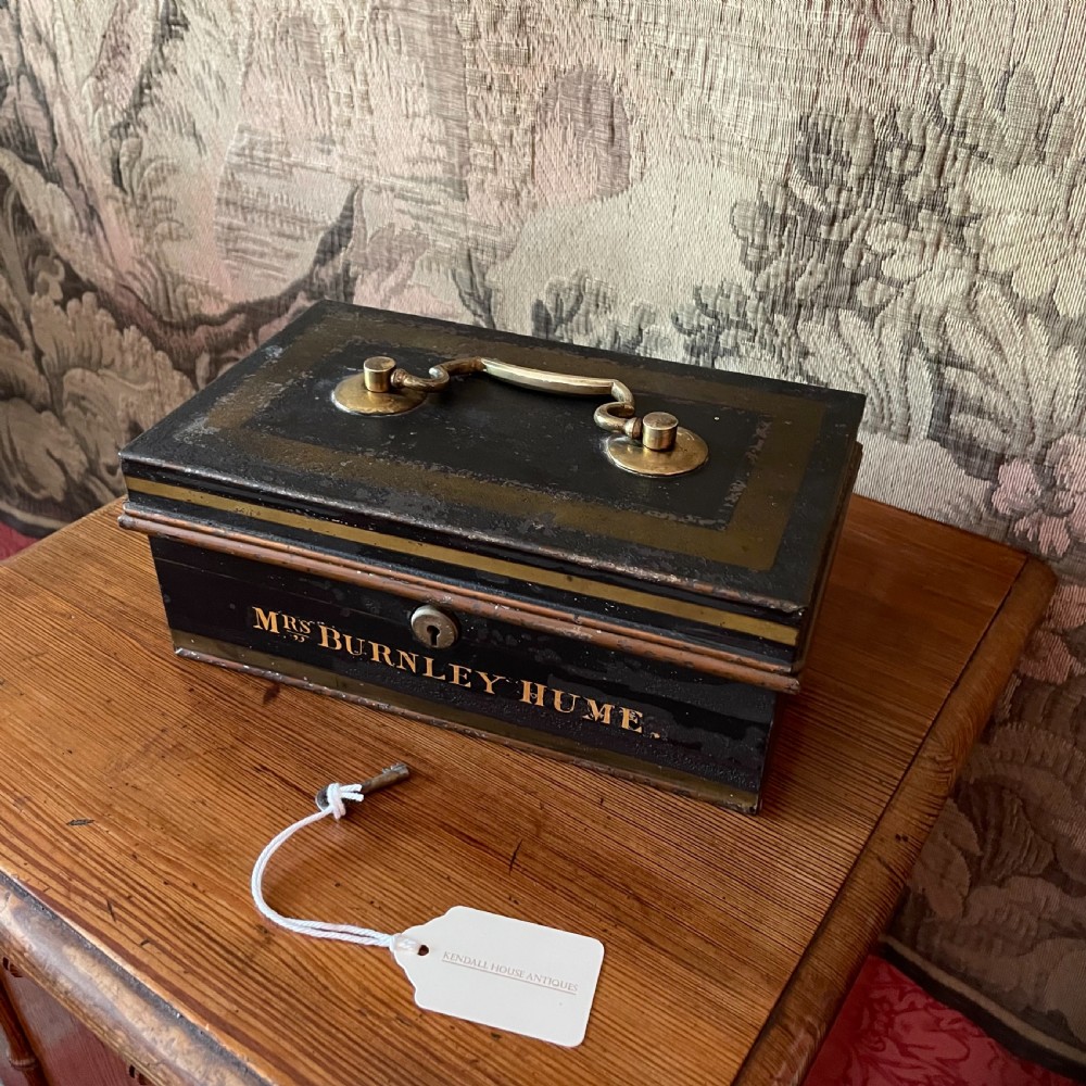 Small Tin Box Safe with Key Circa 1920