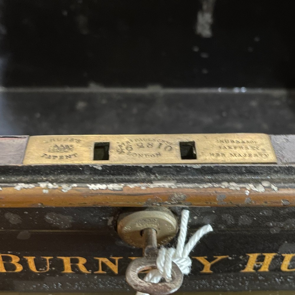 Small Tin Box Safe with Key Circa 1920 View IV
