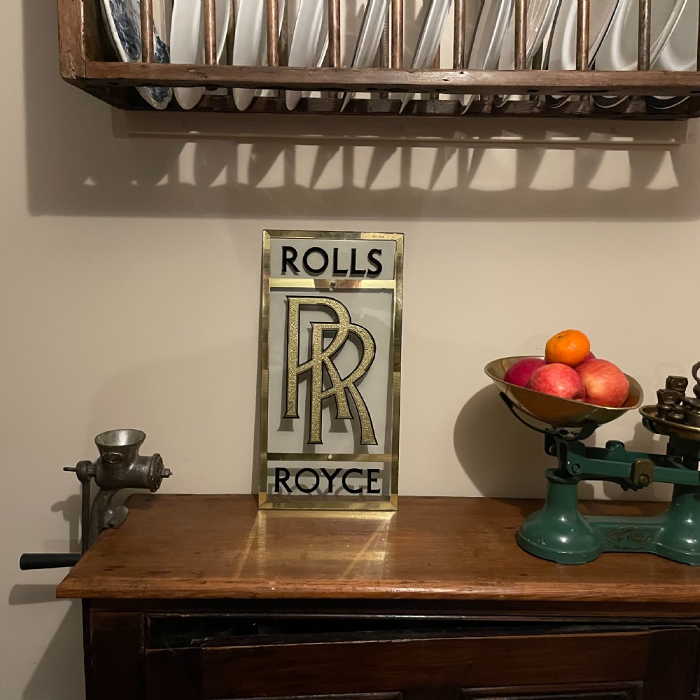 A Glass Rolls Royce Advertisement Sign Wall Plaque View II