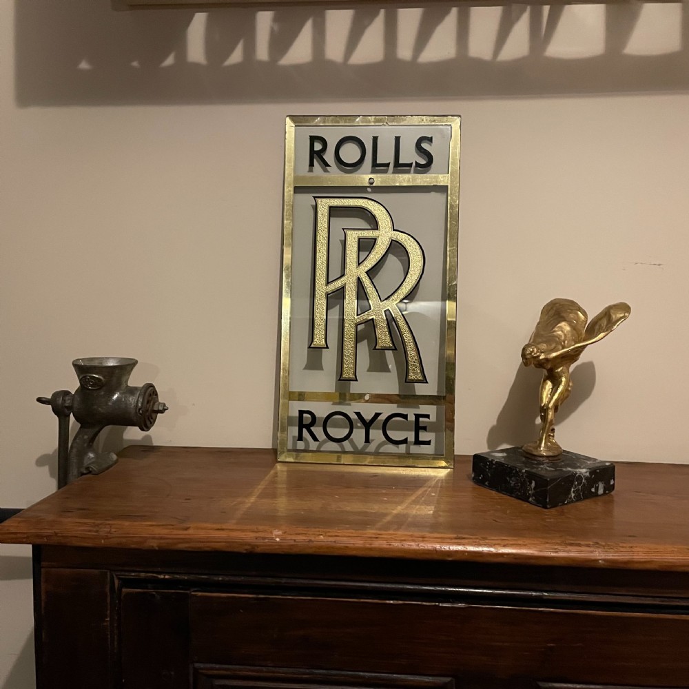 A Glass Rolls Royce Advertisement Sign Wall Plaque View IV