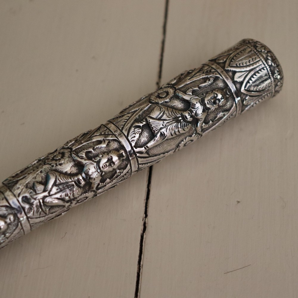 A Late Victorian Indian Silver-mounted Parasol Umbrella  View III
