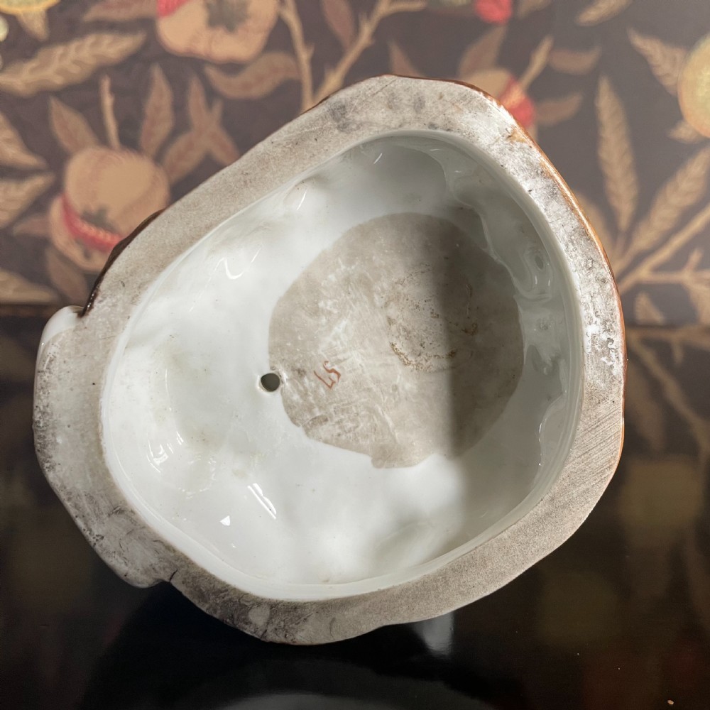 A Continental Porcelain Glass Eyed Owl Oil Lamp View VI
