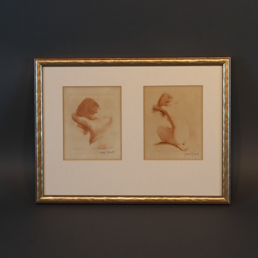 Pair of Nude Etchings by Jean Auguste Vyboud