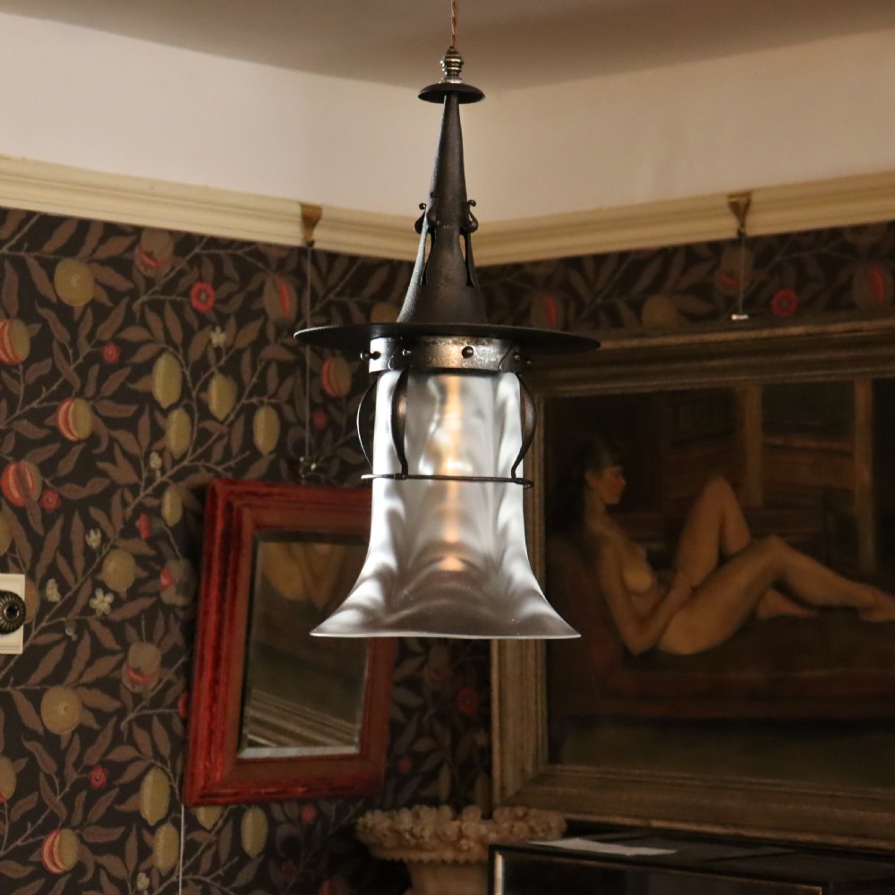 Arts & Crafts lantern complete with its original shade View II